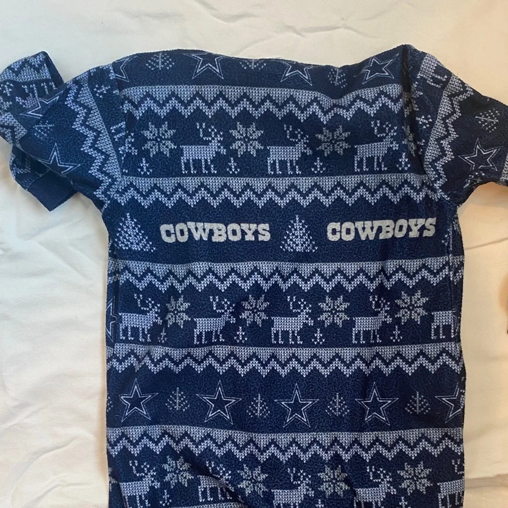 Navy 'Cowboys' Kids One-Piece Footie Pajamas